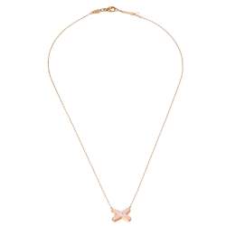 Pre Owned Chaumet Jeux De Liens Pink Opal Diamond 18K Rose Gold Necklace