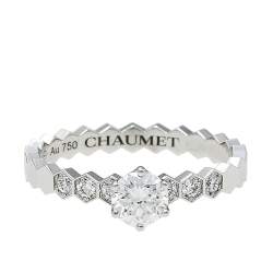 Pre Owned Chaumet Bee My Love Solitaire 0.31ct Diamond 18K White Gold Ring Size 49
