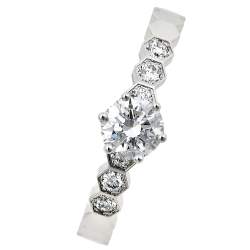 Pre Owned Chaumet Bee My Love Solitaire 0.31ct Diamond 18K White Gold Ring Size 49