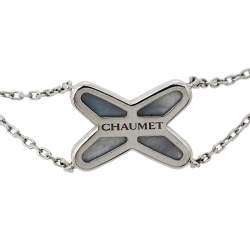 Pre Owned Chaumet Jeux de Liens Diamond Grey Mother of Pearl 18K White Gold Bracelet