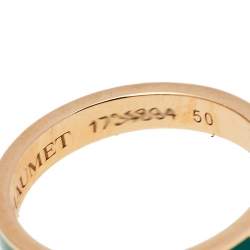 Chaumet Liens Évidence 18K Rose Gold & Diamond Green Inlay Wedding Band Ring Size EU 50