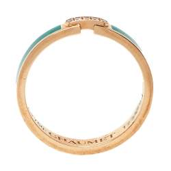 Chaumet Liens Évidence 18K Rose Gold & Diamond Green Inlay Wedding Band Ring Size EU 50