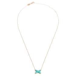 Chaumet Jeux de Liens Turquoise Diamond 18K Rose Gold Pendant Necklace