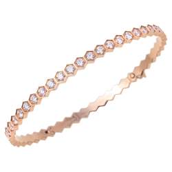 Chaumet Bee My Love Pave Diamond 18K Rose Gold Bangle Bracelet