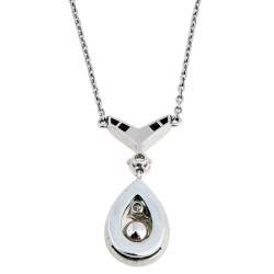 Pre Owned Chaumet Josephine Diamond Pearl 18K White Gold Pendant Necklace