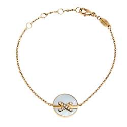 Pre Owned Chaumet Jeux de Liens Mother of Pearl Diamond 18k Rose Gold Bracelet