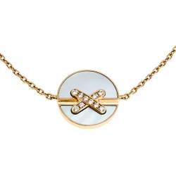 Pre Owned Chaumet Jeux de Liens Mother of Pearl Diamond 18k Rose Gold Bracelet