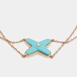 Chaumet Jeux de Liens Diamond Turquoise 18K Rose Gold Chain Link Bracelet