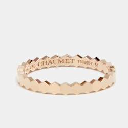 Chaumet Bee My Love Geometric Textured 18K Rose Gold Ring Size 54