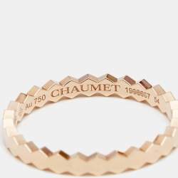 Chaumet Bee My Love Geometric Textured 18K Rose Gold Ring Size 54