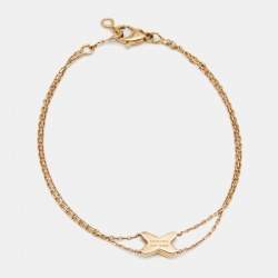 Pre Owned Chaumet Mini Liens Diamond 18k Rose Gold Double Chain Bracelet 
