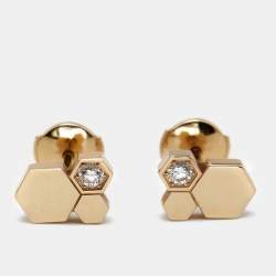 Pre Owned Chaumet Bee My Love Diamond 18k Rose Gold Stud Earrings