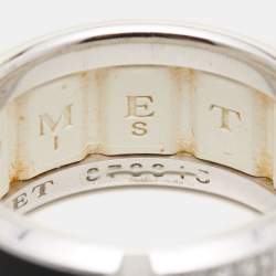 Chaumet Class One Onyx Diamond 18k White Gold Rubber Backing Band Ring Size 54