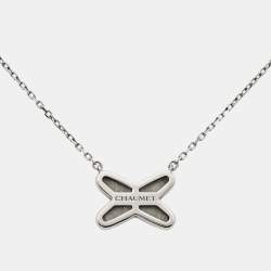 Chaumet Jeux de Liens Grey Mother of Pearl Diamond 18k White Gold Necklace