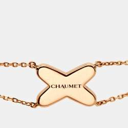 Chaumet Jeux de Liens Diamond 18K Rose Gold Double Chain Bracelet 