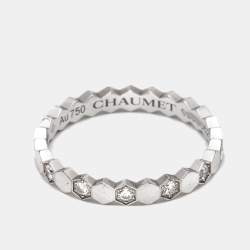 Chaumet Bee My Love Diamond 18k White Gold Band Ring Size 49