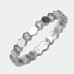 Chaumet Bee My Love Diamond 18k White Gold Band Ring Size 49