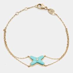 Chaumet Jeux de Liens Diamond Turquoise 18K Rose Gold Chain Link Bracelet