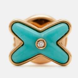 Chaumet Jeux de Liens Diamond Turquoise 18K Rose Gold Single Earring