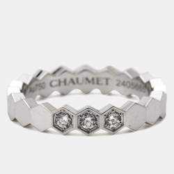 Chaumet Bee My Love 3 Diamond 18k White Gold Ring Size 50