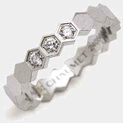 Chaumet Bee My Love 3 Diamond 18k White Gold Ring Size 50
