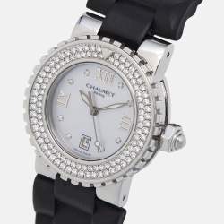 Chaumet Mother Of Pearl Diamond Stainless Steel Rubber Class One 622 Women's Wristwatch 30 mm
