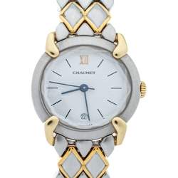 Chaumet White 18K Yellow Gold Stainless Steel Women's Wristwatch 25 mm