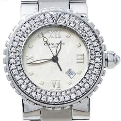 Chaumet Beige Stainless Steel Diamonds Class One 628 Women's Wristwatch 36MM
