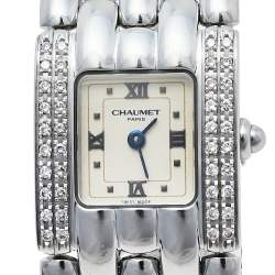 Chaumet Cream Stainless Steel Diamonds Khesis Quartz Women's Wristwatch 21 mm