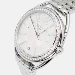 Chaumet Silver Mother Of Pearl Stainless Steel Diamond Montre Liens Lumiere 2214 Women's Wristwatch 34 mm