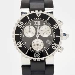 Pre Owned Chaumet Black Stainless Steel Rubber Class One 624 Women's Wristwatch 37 mm