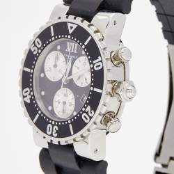 Pre Owned Chaumet Black Stainless Steel Rubber Class One 624 Women's Wristwatch 37 mm