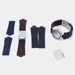 Pre Owned Chaumet Mother of Pearl Diamond Stainless Steel Rubber Class One 622 Women's Wristwatch 33 mm