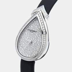 Pre Owned Chaumet Pave 18k White Gold Diamond Satin Joséphine Aigrette W85167-001M Women's Wristwatch 27.30 x 20.20mm