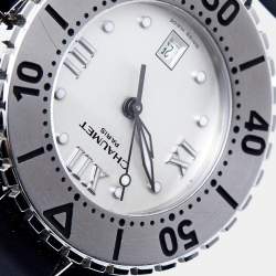 Pre Owned Chaumet Silver Stainless Steel Rubber Class One 622 Women's Wristwatch 33 mm