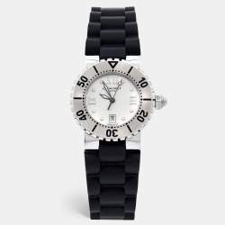 Pre Owned Chaumet Silver Stainless Steel Rubber Class One 622 Women's Wristwatch 33 mm