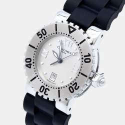 Pre Owned Chaumet Silver Stainless Steel Rubber Class One 622 Women's Wristwatch 33 mm
