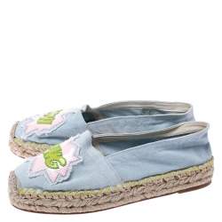 Chiara Ferragni Blue Canvas Pow Bang Espadrilles Loafers Size 41