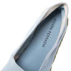 Chiara Ferragni Blue Canvas Pow Bang Espadrilles Loafers Size 41
