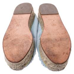 Chiara Ferragni Blue Canvas Pow Bang Espadrilles Loafers Size 41