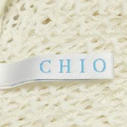 مملوكة مسبقًا Chio White Stretch Crochet Ruffled Sheer Maxi Dress S