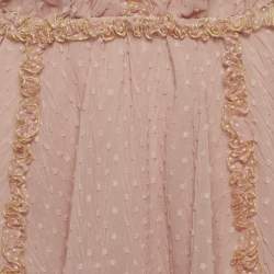 مملوكة مسبقًا Chio Pink Swiss Dot Chiffon Frill Mini Dress S