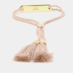 Pre Owned Chloé Beige Rope Love Plaque Bracelet