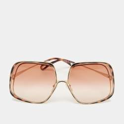 Pre Owned Chloé Brown/Gold Tone Gradient CH0035SA Oversized Sunglasses