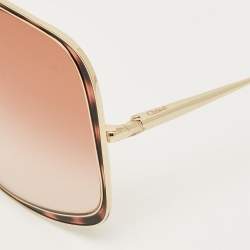 Pre Owned Chloé Brown/Gold Tone Gradient CH0035SA Oversized Sunglasses