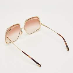 Pre Owned Chloé Brown/Gold Tone Gradient CH0035SA Oversized Sunglasses