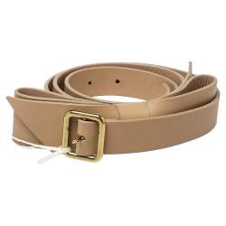 Pre Owned Chloe Beige Leather Bow Belt 90CM