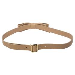 Pre Owned Chloe Beige Leather Bow Belt 90CM