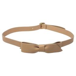 Pre Owned Chloe Beige Leather Bow Belt 90CM
