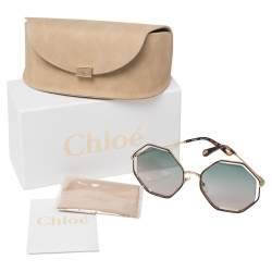 Chloé Gold/Green Gradient CE132S Poppy Octagonal Sunglasses